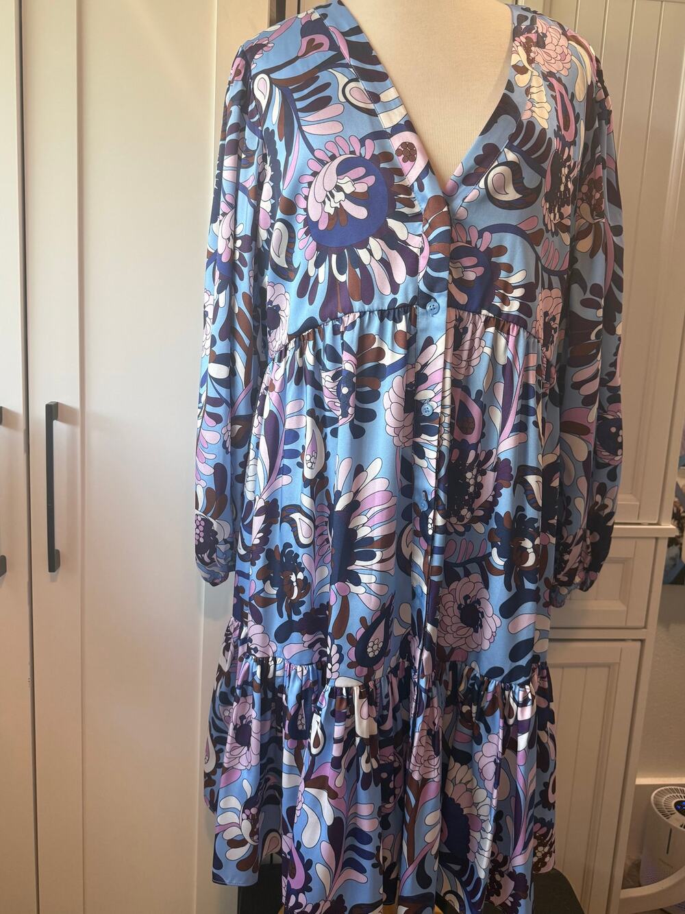 Kate Spade Autumn paisley twill dress blue violet XL NWOT